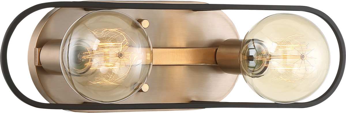 Vanity Nuvo 60-6652 Chassis - 2 Light - Vanity - Copper Brushed Brass Finish with Matte Black Frame Nuvo