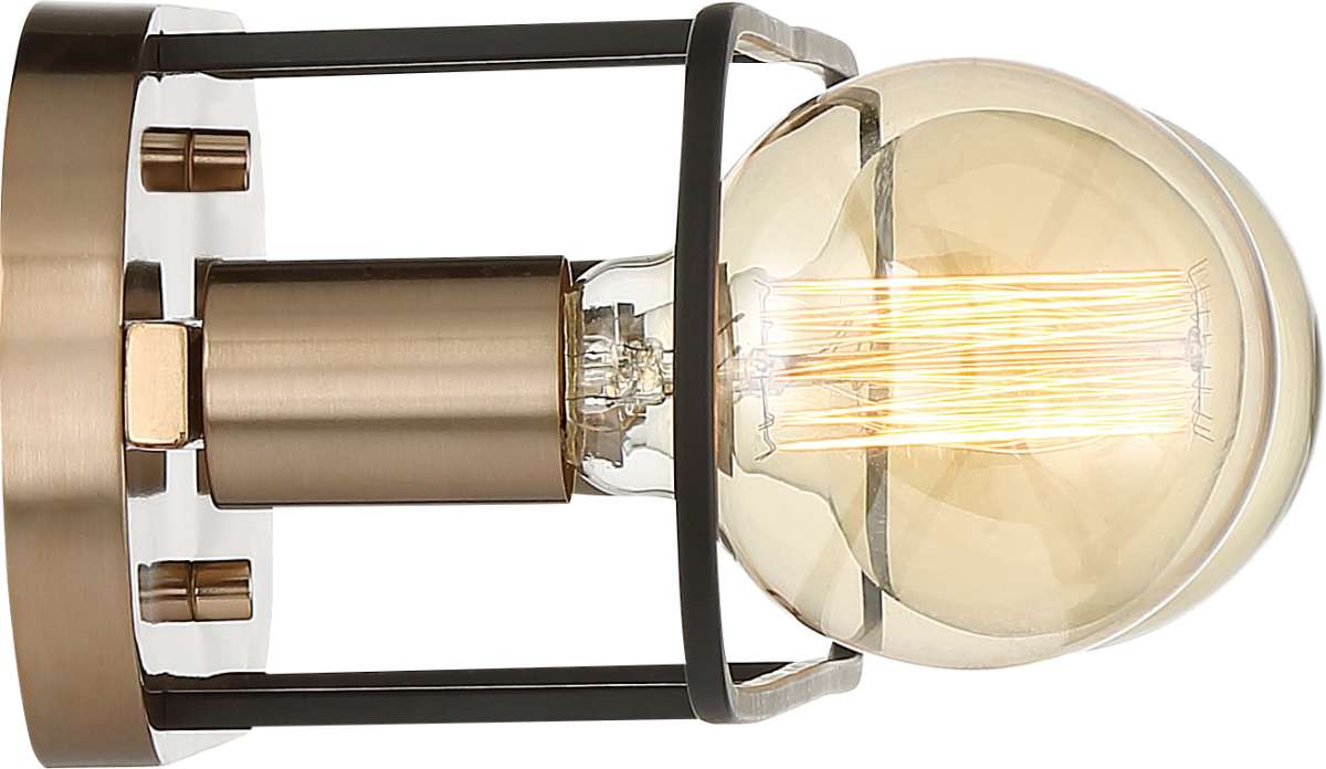 Vanity Nuvo 60-6652 Chassis - 2 Light - Vanity - Copper Brushed Brass Finish with Matte Black Frame Nuvo