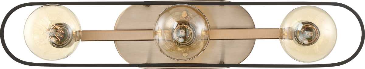Vanity Nuvo 60-6653 Chassis - 3 Light - Vanity - Copper Brushed Brass Finish with Matte Black Frame Nuvo