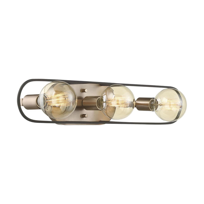 Vanity Nuvo 60-6653 Chassis - 3 Light - Vanity - Copper Brushed Brass Finish with Matte Black Frame Nuvo