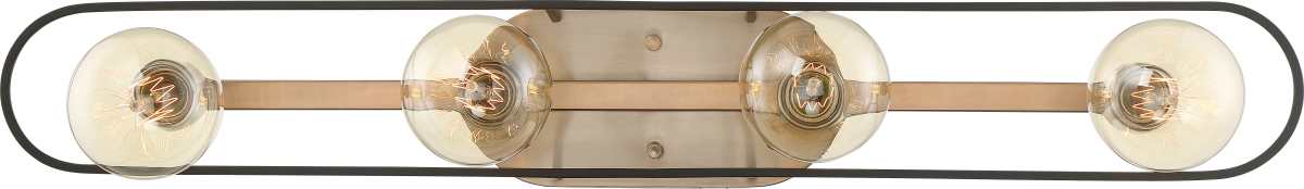 Vanity Nuvo 60-6654 Chassis - 4 Light - Vanity - Copper Brushed Brass Finish with Matte Black Frame Nuvo