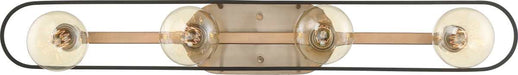 Vanity Nuvo 60-6654 Chassis - 4 Light - Vanity - Copper Brushed Brass Finish with Matte Black Frame Nuvo