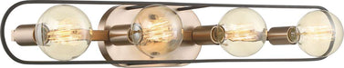 Vanity Nuvo 60-6654 Chassis - 4 Light - Vanity - Copper Brushed Brass Finish with Matte Black Frame Nuvo