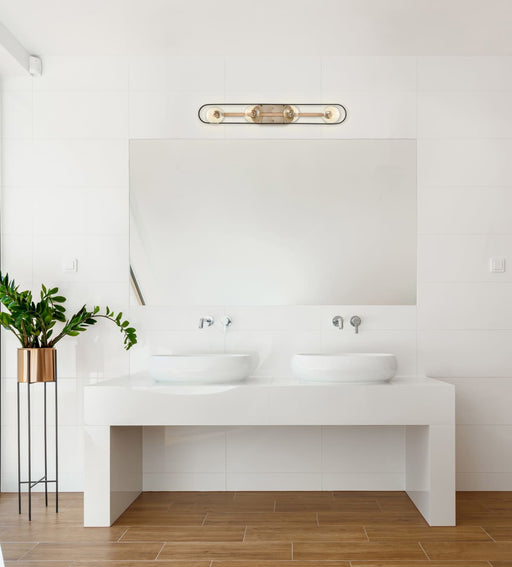 Vanity Nuvo 60-6654 Chassis - 4 Light - Vanity - Copper Brushed Brass Finish with Matte Black Frame Nuvo
