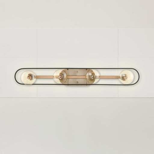Vanity Nuvo 60-6654 Chassis - 4 Light - Vanity - Copper Brushed Brass Finish with Matte Black Frame Nuvo