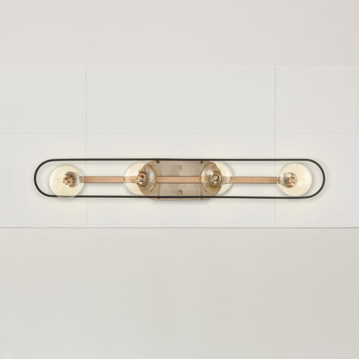 Vanity Nuvo 60-6654 Chassis - 4 Light - Vanity - Copper Brushed Brass Finish with Matte Black Frame Nuvo