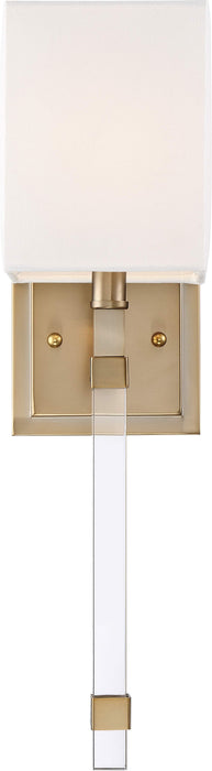 Sconce Nuvo 60-6681 Thompson - 1 Light - Wall Sconce - Burnished Brass Finish with White Linen Shade Nuvo