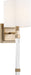 Sconce Nuvo 60-6681 Thompson - 1 Light - Wall Sconce - Burnished Brass Finish with White Linen Shade Nuvo
