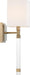 Sconce Nuvo 60-6681 Thompson - 1 Light - Wall Sconce - Burnished Brass Finish with White Linen Shade Nuvo