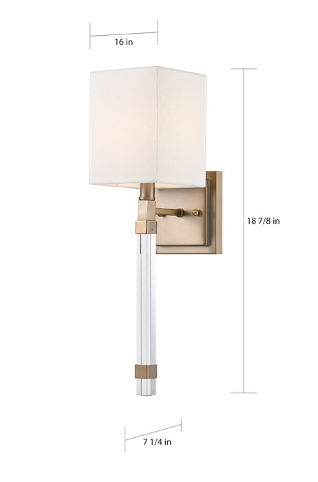 Sconce Nuvo 60-6681 Thompson - 1 Light - Wall Sconce - Burnished Brass Finish with White Linen Shade Nuvo
