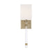 Sconce Nuvo 60-6681 Thompson - 1 Light - Wall Sconce - Burnished Brass Finish with White Linen Shade Nuvo