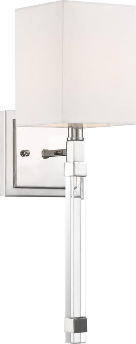 Sconce Nuvo 60-6682 Thompson - 1 Light - Wall Sconce - Polished Nickel Finish with White Linen Shade Nuvo