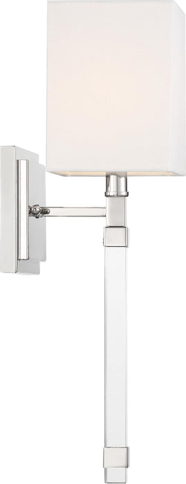 Sconce Nuvo 60-6682 Thompson - 1 Light - Wall Sconce - Polished Nickel Finish with White Linen Shade Nuvo