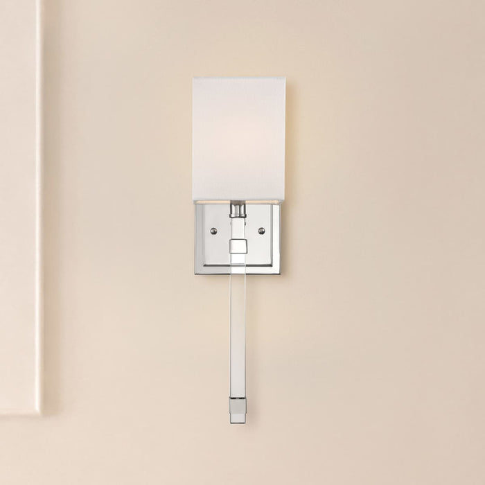 Sconce Nuvo 60-6682 Thompson - 1 Light - Wall Sconce - Polished Nickel Finish with White Linen Shade Nuvo
