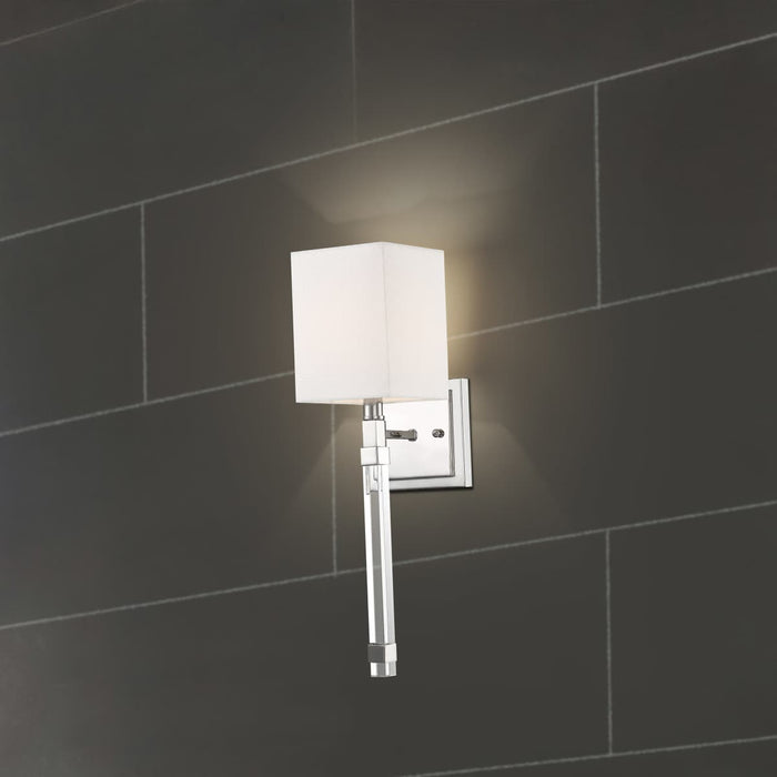 Sconce Nuvo 60-6682 Thompson - 1 Light - Wall Sconce - Polished Nickel Finish with White Linen Shade Nuvo