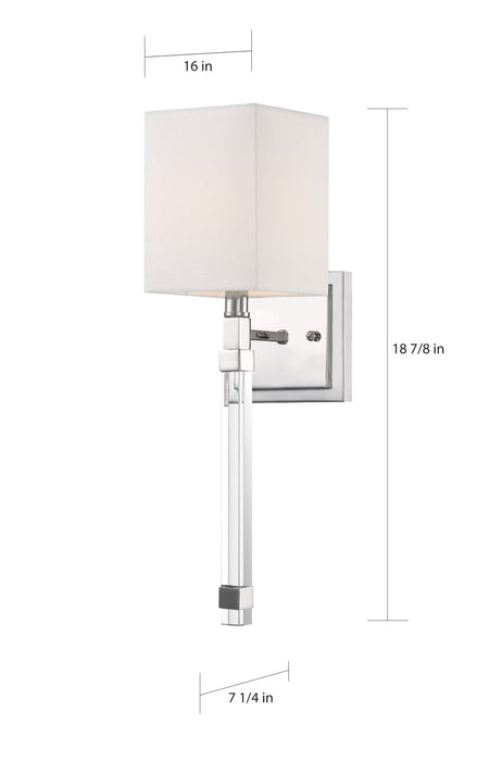 Sconce Nuvo 60-6682 Thompson - 1 Light - Wall Sconce - Polished Nickel Finish with White Linen Shade Nuvo