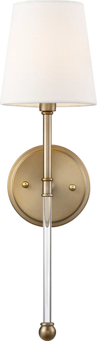 Sconce Nuvo 60-6687 Olmstead - 1 Light - Wall Sconce - Burnished Brass Finish with White Linen Shade Nuvo