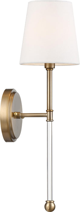 Sconce Nuvo 60-6687 Olmstead - 1 Light - Wall Sconce - Burnished Brass Finish with White Linen Shade Nuvo