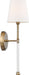 Sconce Nuvo 60-6687 Olmstead - 1 Light - Wall Sconce - Burnished Brass Finish with White Linen Shade Nuvo