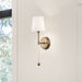 Sconce Nuvo 60-6687 Olmstead - 1 Light - Wall Sconce - Burnished Brass Finish with White Linen Shade Nuvo