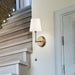 Sconce Nuvo 60-6687 Olmstead - 1 Light - Wall Sconce - Burnished Brass Finish with White Linen Shade Nuvo