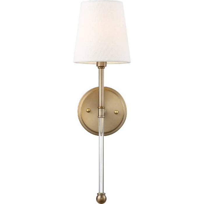 Sconce Nuvo 60-6687 Olmstead - 1 Light - Wall Sconce - Burnished Brass Finish with White Linen Shade Nuvo