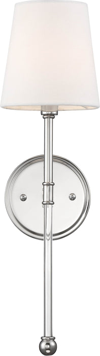 Sconce Nuvo 60-6688 Olmstead - 1 Light - Wall Sconce - Polished Nickel Finish with White Linen Shade Nuvo