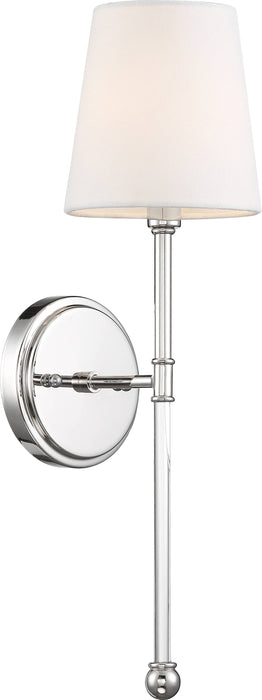 Sconce Nuvo 60-6688 Olmstead - 1 Light - Wall Sconce - Polished Nickel Finish with White Linen Shade Nuvo