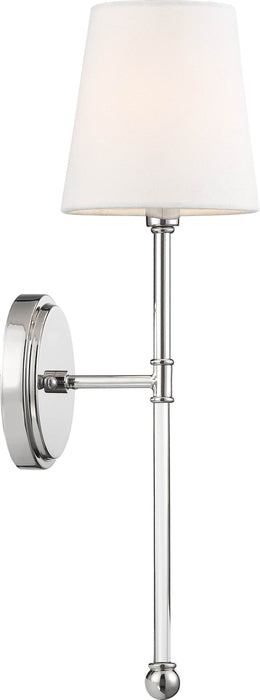 Sconce Nuvo 60-6688 Olmstead - 1 Light - Wall Sconce - Polished Nickel Finish with White Linen Shade Nuvo