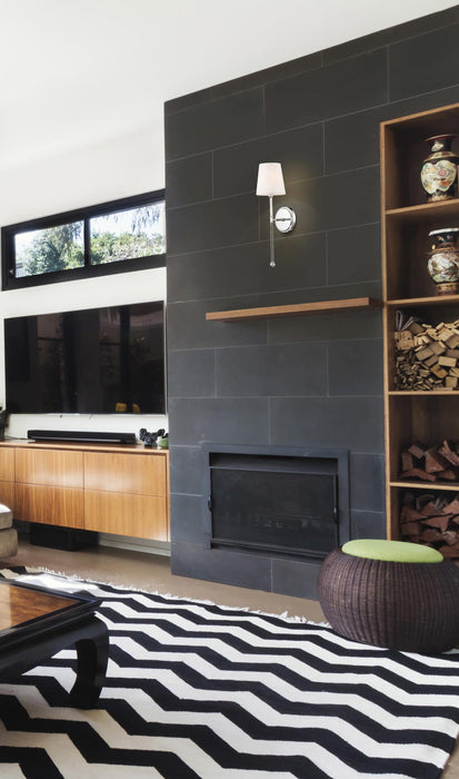 Sconce Nuvo 60-6688 Olmstead - 1 Light - Wall Sconce - Polished Nickel Finish with White Linen Shade Nuvo