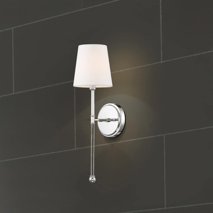 Sconce Nuvo 60-6688 Olmstead - 1 Light - Wall Sconce - Polished Nickel Finish with White Linen Shade Nuvo