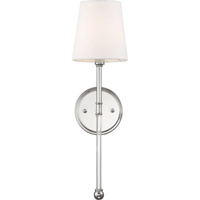 Sconce Nuvo 60-6688 Olmstead - 1 Light - Wall Sconce - Polished Nickel Finish with White Linen Shade Nuvo