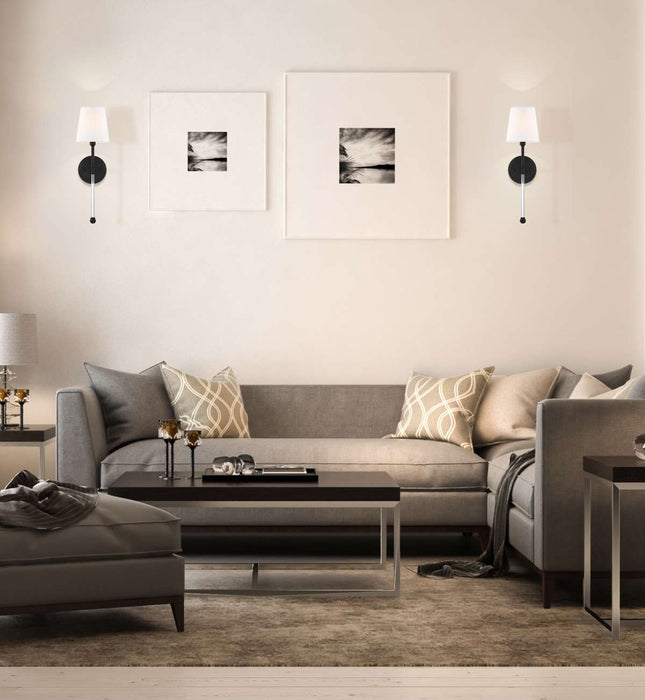 Sconce Nuvo 60-6689 Olmstead - 1 Light - Wall Sconce - Aged Bronze Finish with White Linen Shade Nuvo