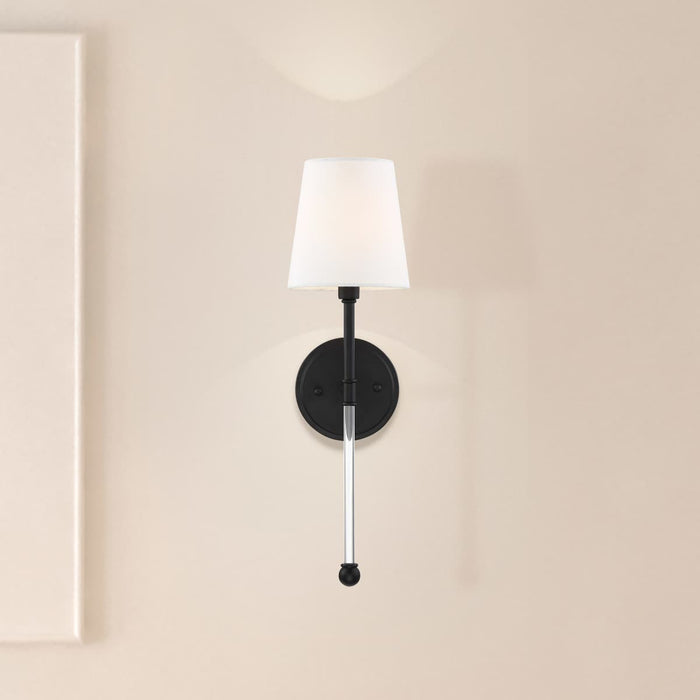 Sconce Nuvo 60-6689 Olmstead - 1 Light - Wall Sconce - Aged Bronze Finish with White Linen Shade Nuvo