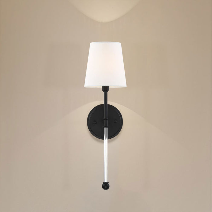 Sconce Nuvo 60-6689 Olmstead - 1 Light - Wall Sconce - Aged Bronze Finish with White Linen Shade Nuvo