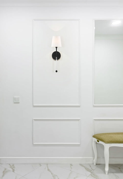 Sconce Nuvo 60-6689 Olmstead - 1 Light - Wall Sconce - Aged Bronze Finish with White Linen Shade Nuvo