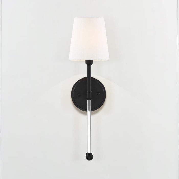 Sconce Nuvo 60-6689 Olmstead - 1 Light - Wall Sconce - Aged Bronze Finish with White Linen Shade Nuvo