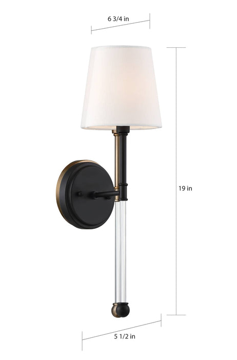 Sconce Nuvo 60-6689 Olmstead - 1 Light - Wall Sconce - Aged Bronze Finish with White Linen Shade Nuvo