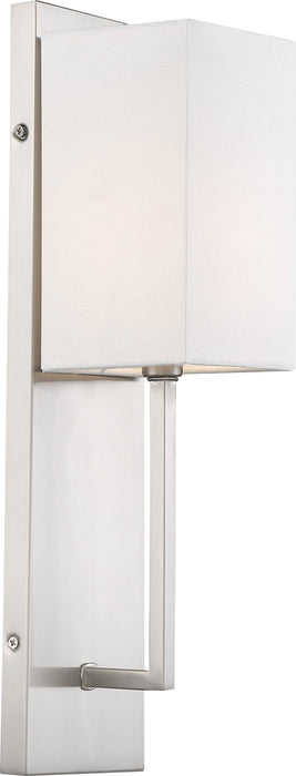 Sconce Nuvo 60-6691 Vesey - 1 Light - Wall Sconce - Brushed Nickel Finish with White Linen Shade Nuvo
