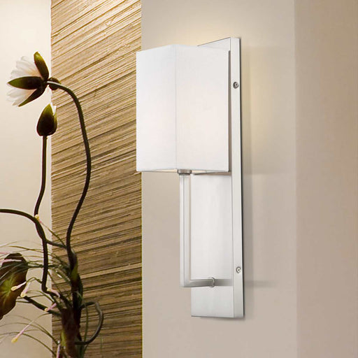 Sconce Nuvo 60-6691 Vesey - 1 Light - Wall Sconce - Brushed Nickel Finish with White Linen Shade Nuvo
