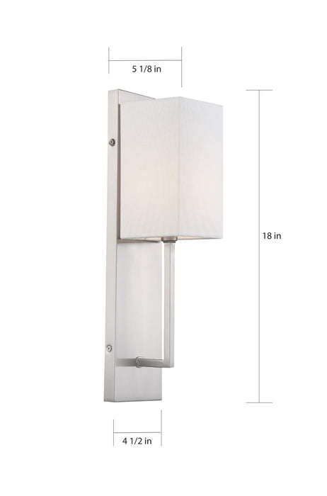Sconce Nuvo 60-6691 Vesey - 1 Light - Wall Sconce - Brushed Nickel Finish with White Linen Shade Nuvo
