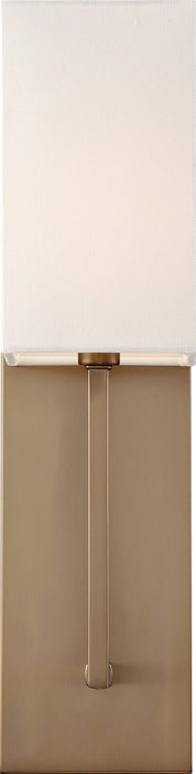 Sconce Nuvo 60-6692 Vesey - 1 Light - Wall Sconce - Burnished Brass Finish with White Linen Shade Nuvo