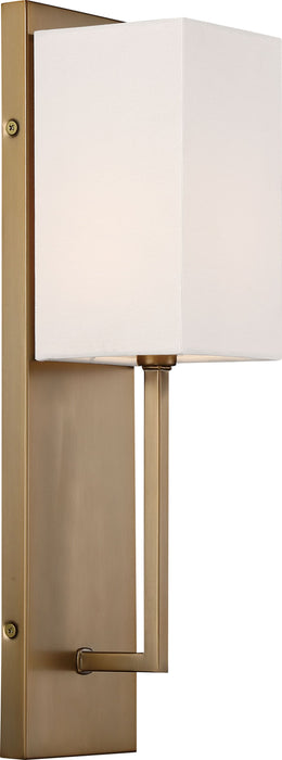 Sconce Nuvo 60-6692 Vesey - 1 Light - Wall Sconce - Burnished Brass Finish with White Linen Shade Nuvo
