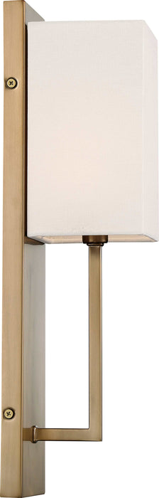 Sconce Nuvo 60-6692 Vesey - 1 Light - Wall Sconce - Burnished Brass Finish with White Linen Shade Nuvo