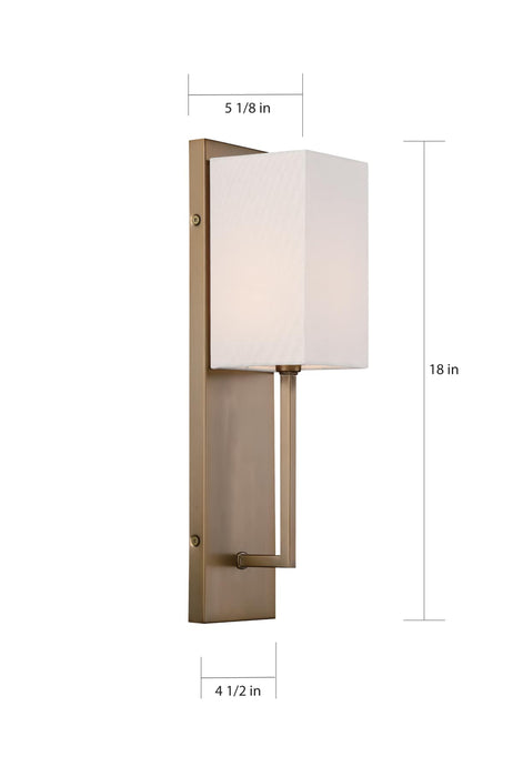 Sconce Nuvo 60-6692 Vesey - 1 Light - Wall Sconce - Burnished Brass Finish with White Linen Shade Nuvo