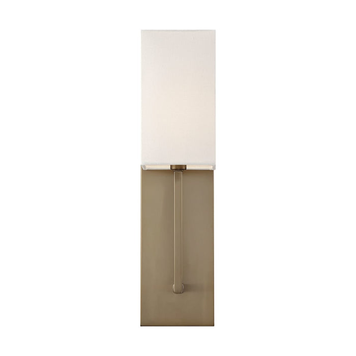 Sconce Nuvo 60-6692 Vesey - 1 Light - Wall Sconce - Burnished Brass Finish with White Linen Shade Nuvo