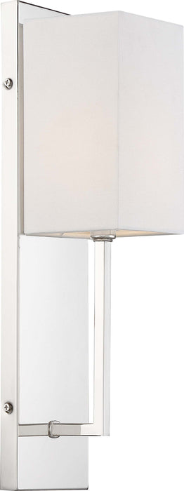 Sconce Nuvo 60-6693 Vesey - 1 Light - Wall Sconce - Polished Nickel Finish with White Linen Shade Nuvo