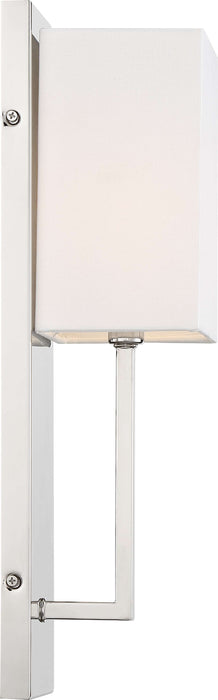 Sconce Nuvo 60-6693 Vesey - 1 Light - Wall Sconce - Polished Nickel Finish with White Linen Shade Nuvo