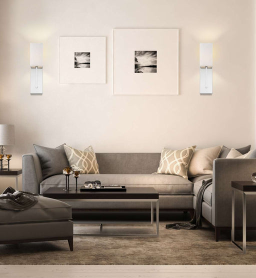 Sconce Nuvo 60-6693 Vesey - 1 Light - Wall Sconce - Polished Nickel Finish with White Linen Shade Nuvo