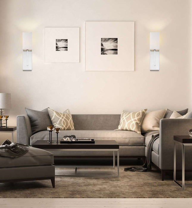 Sconce Nuvo 60-6693 Vesey - 1 Light - Wall Sconce - Polished Nickel Finish with White Linen Shade Nuvo